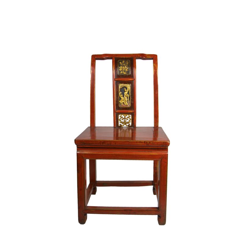 Chinese Red Lacquered Small Side Chair