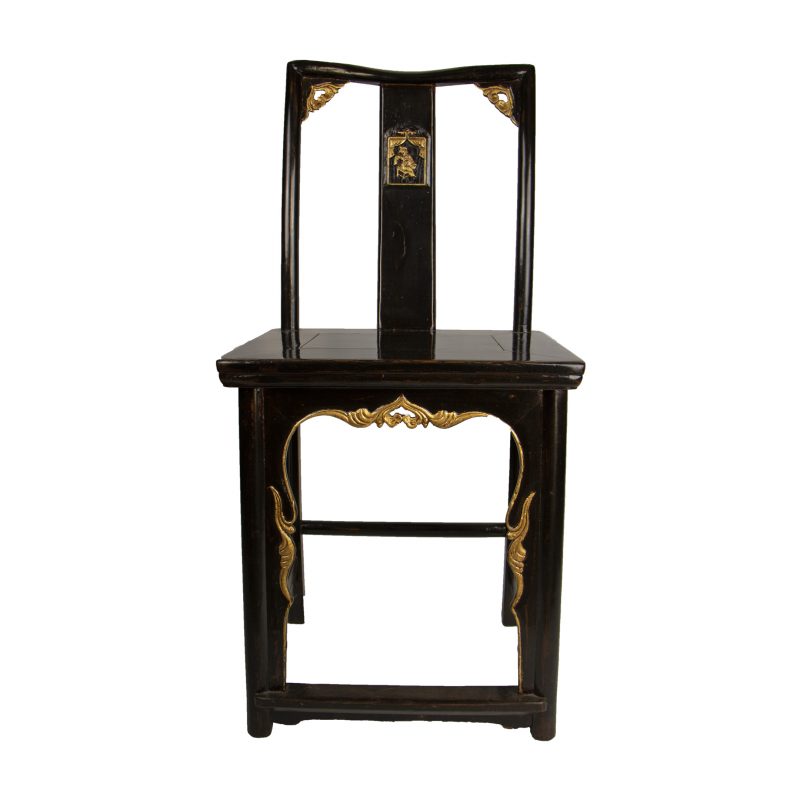 Pair of Chinese Black Lacquered Chair