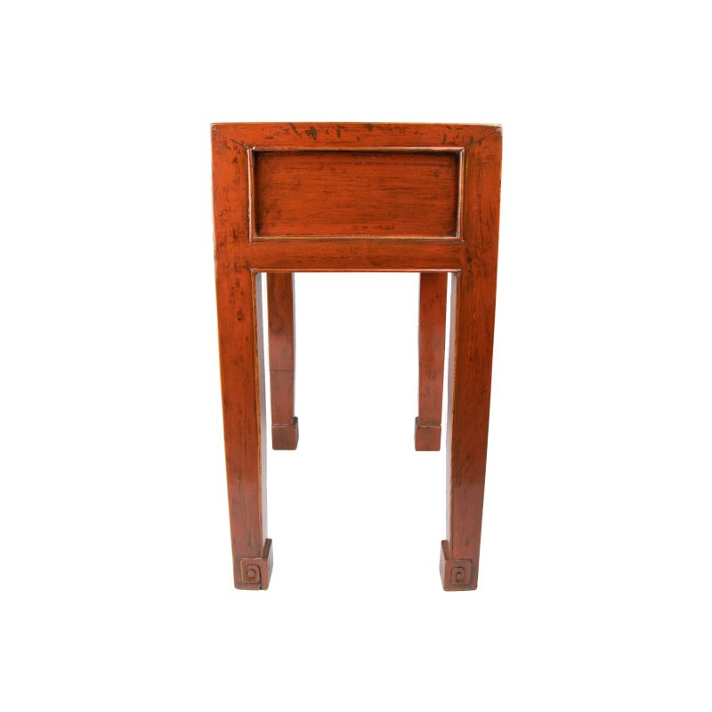 Chinese Red Laquer Single Drawer Side Table