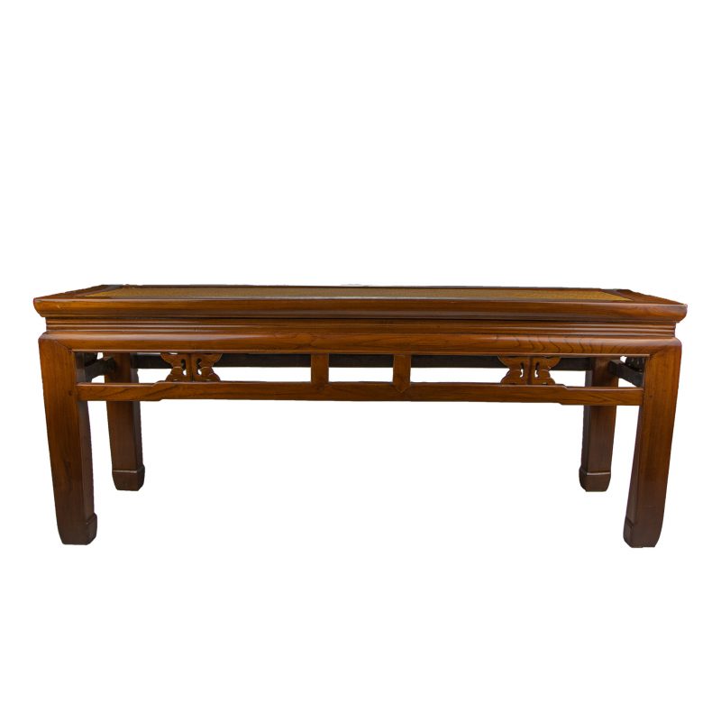 Chinese Wooden Bench with Woven Top