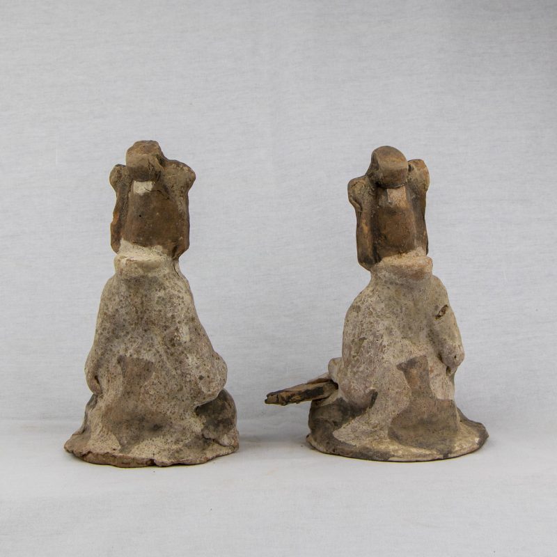 Chinese Dynasty Wei Terracotta Pair of Seated Musicians