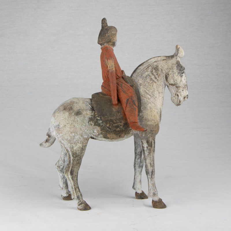 Chinese Terracota Tang Horsewoman in Two Parts